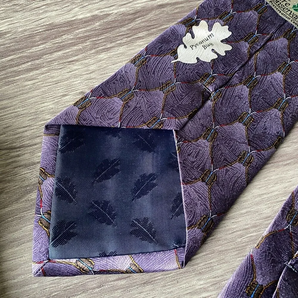 Karen Bierce The Nature Conservancy Pycanum Bug Men's Purple Necktie Handmade